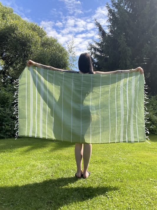 Kreikkalainen pyyhe Dyyni oliivi puuvilla 100x180cm
