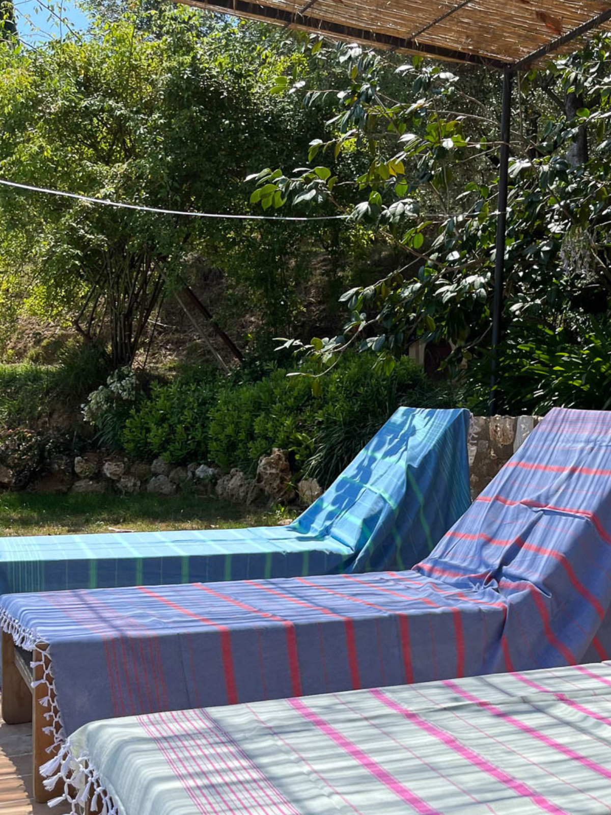 Hamam pyyhe Raita farkunsininen-koralli puuvilla 100x170cm